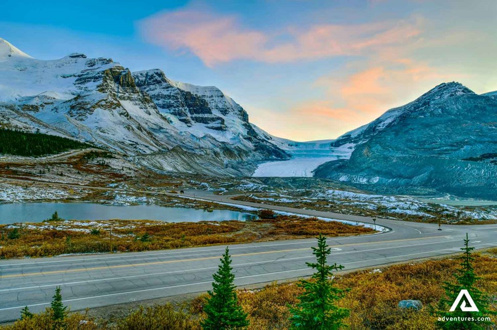 Road to Athabasca Glacier in Canada