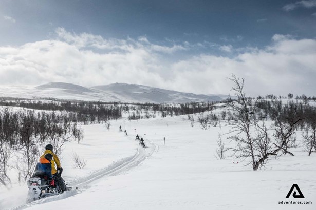 snowmobiling in Sweden on winter