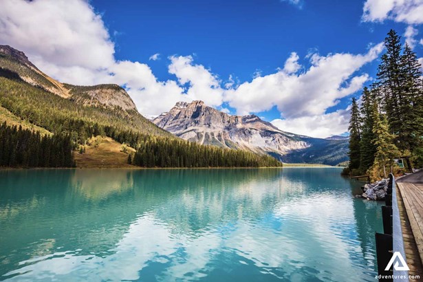 Blue water in Emerald Lake in Canada