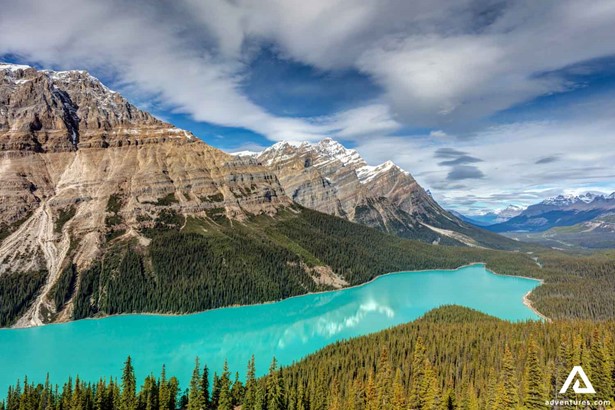Aerial view of Peyto Lake in Canada