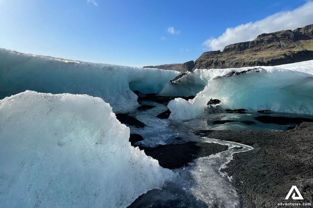 Ice crevasses of Solheimajokull glacier