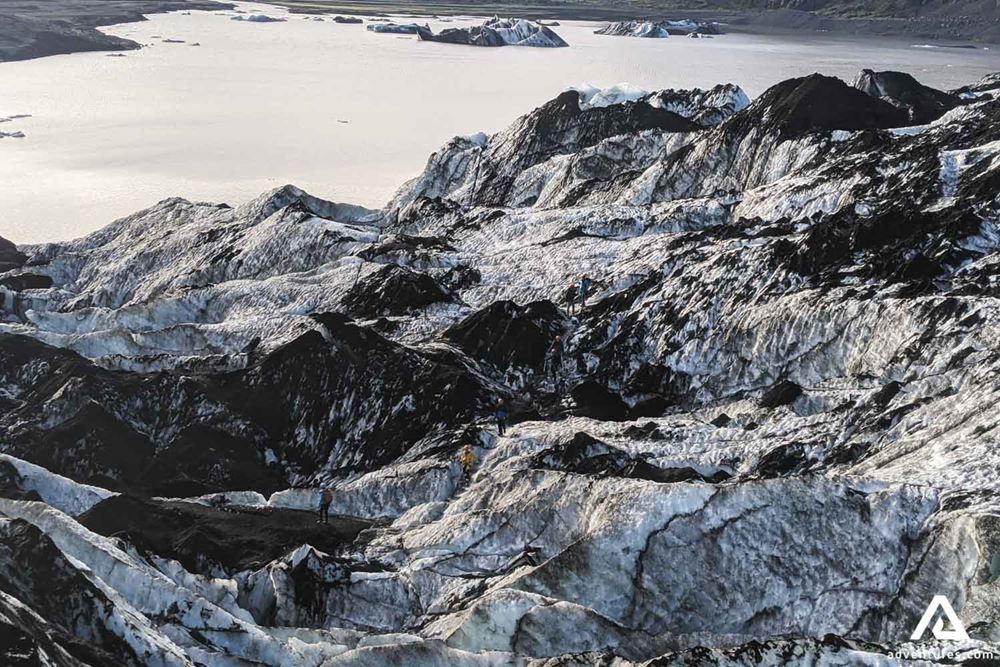 Solheimajokull glacier drone view