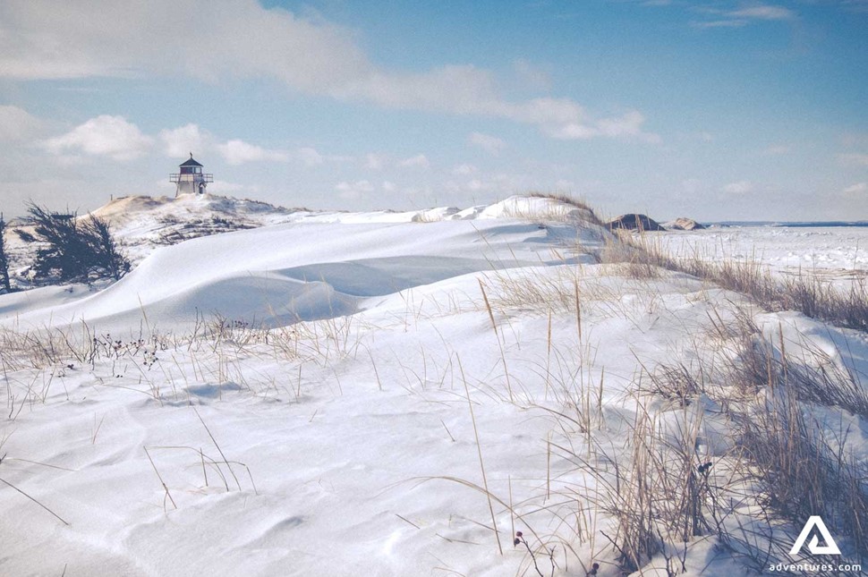 Dunes covered in snow in Covehead
