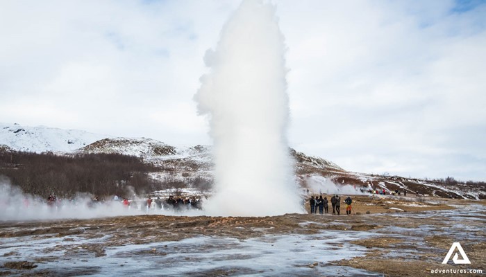 Geysir Strokkur huge eruption in Iceland