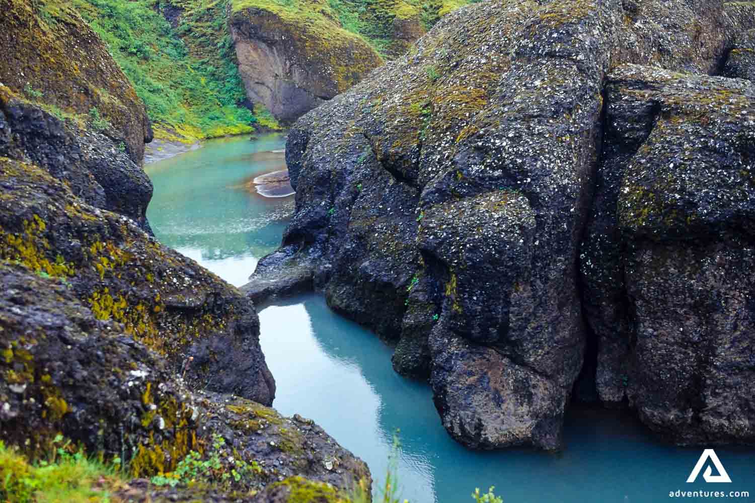 Brúarhlöð Canyon with blue waters in Iceland