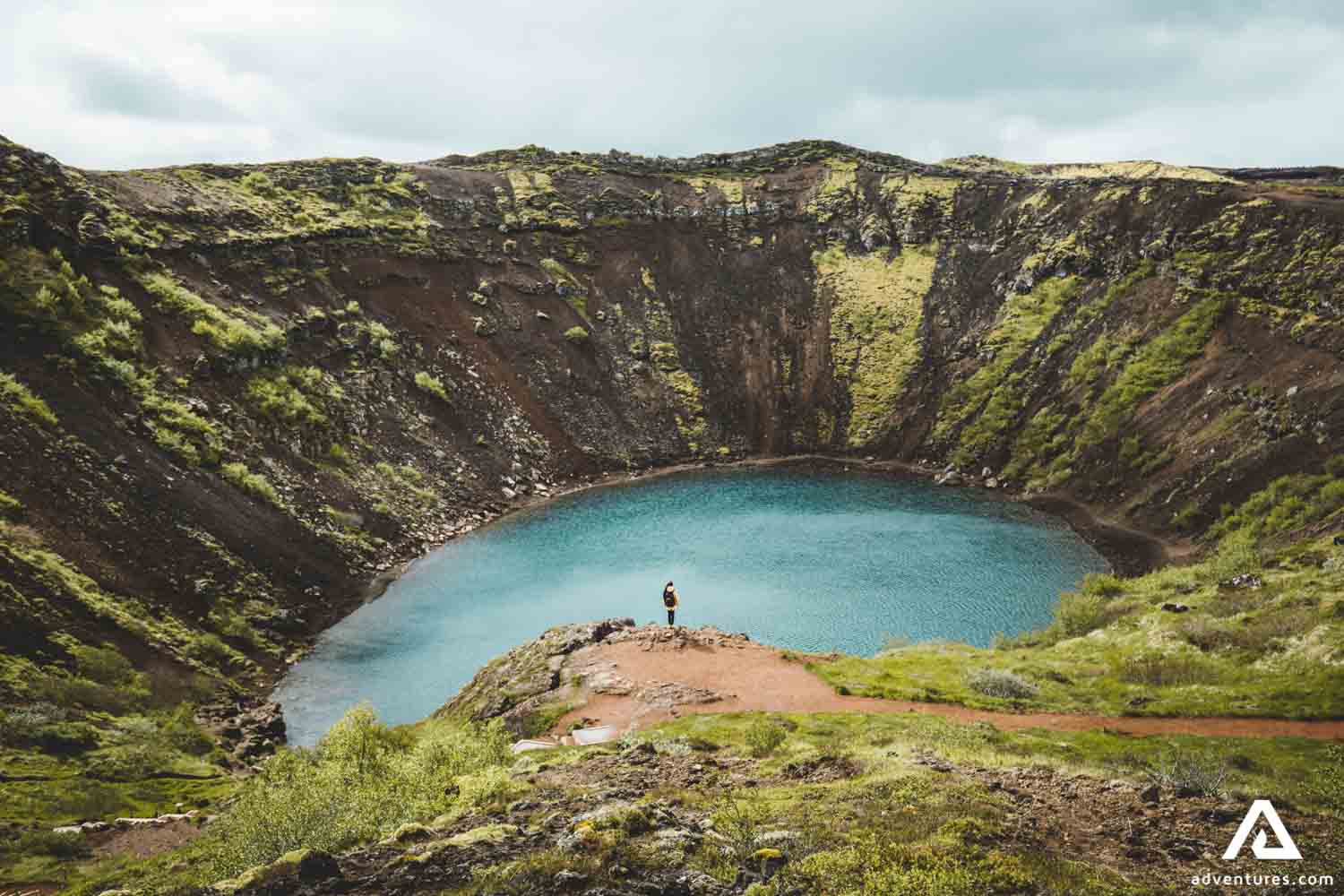 Aerial view of Kerid Crater in Iceland