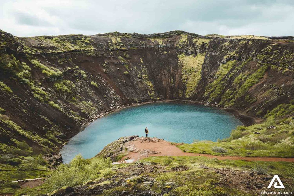 Aerial view of Kerid Crater in Iceland