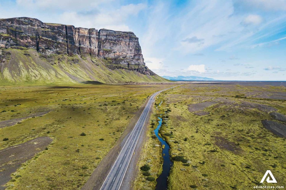 Scenic Road by the Mountains in Iceland