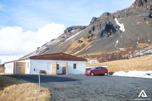 Adventure Hotel Building by the Mountains in Iceland