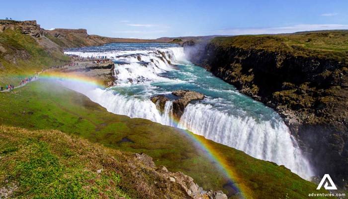 Rainbow over Gullfoss Waterfall in Iceland