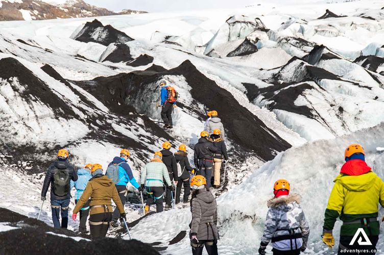 Group Hiking on a Glacier Group Hiking on a Glacier in Iceland