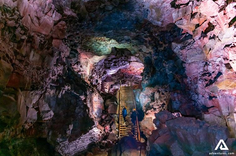 Raufarhólshellir Lava Tunnel in Iceland Colorful Raufarhólshellir Lava Tunnel