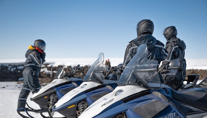 Snowmobiles Prepared for the Ride in Iceland