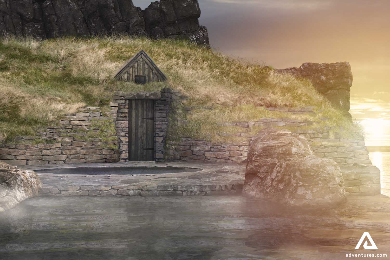 Turfed Roof House at Sky Lagoon in Iceland