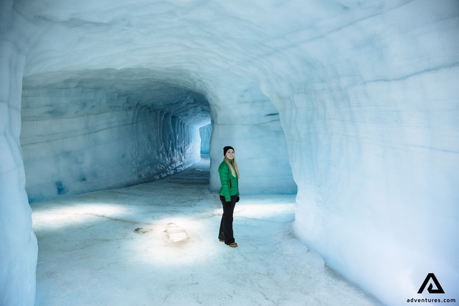 Woman in Ice Tunnel