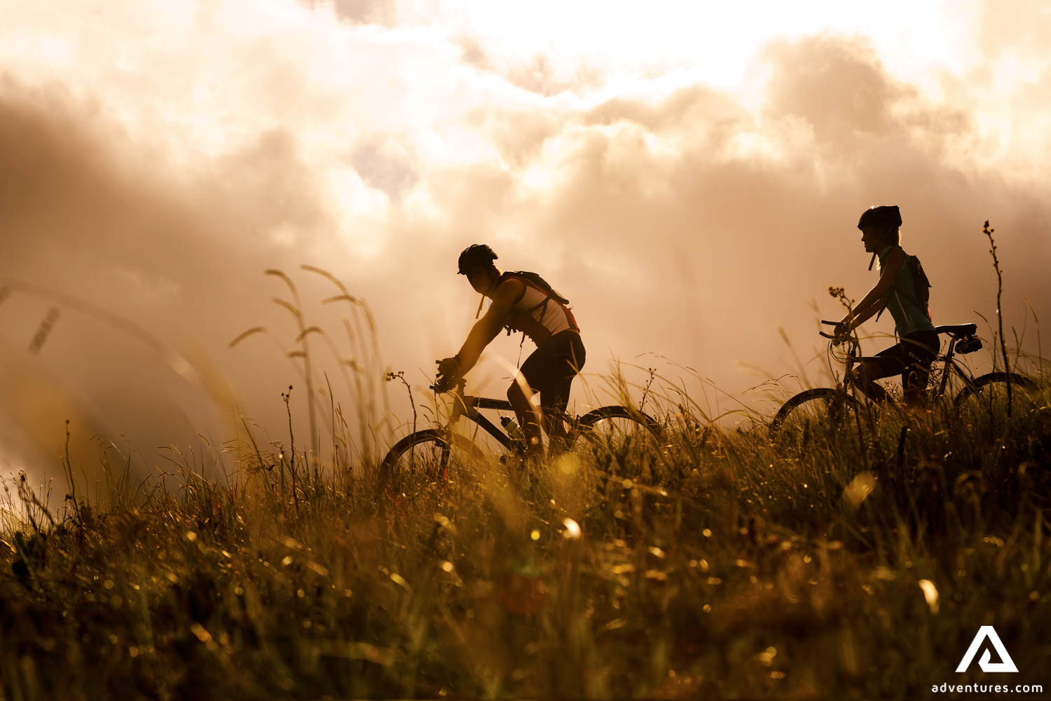 Couple Mountain Biking Outdoors in Canada