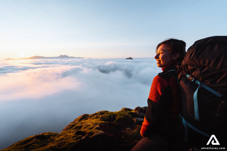 Woman Enjoys the View from Mountain