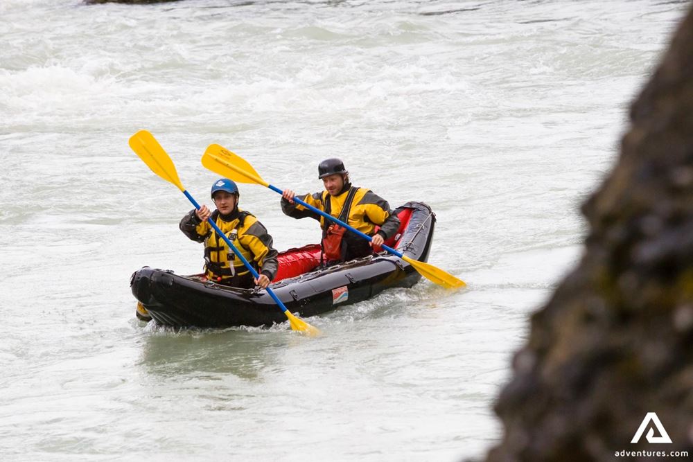 Two Men Kayaking in Iceland
