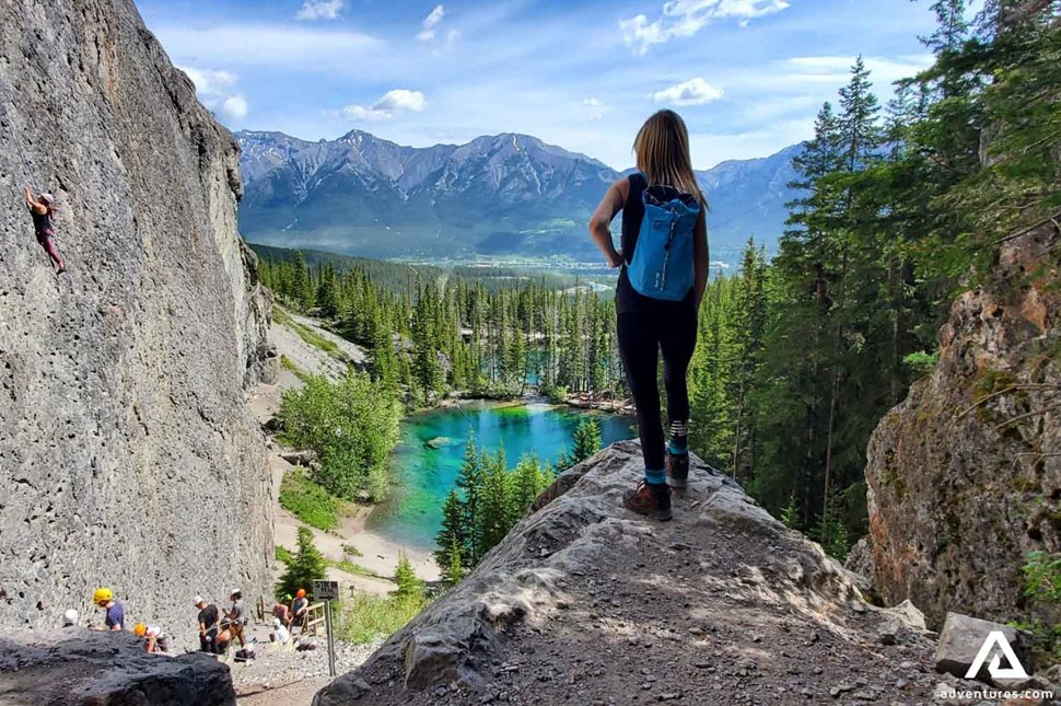 Woman Looking at Grassi Lake in Canada