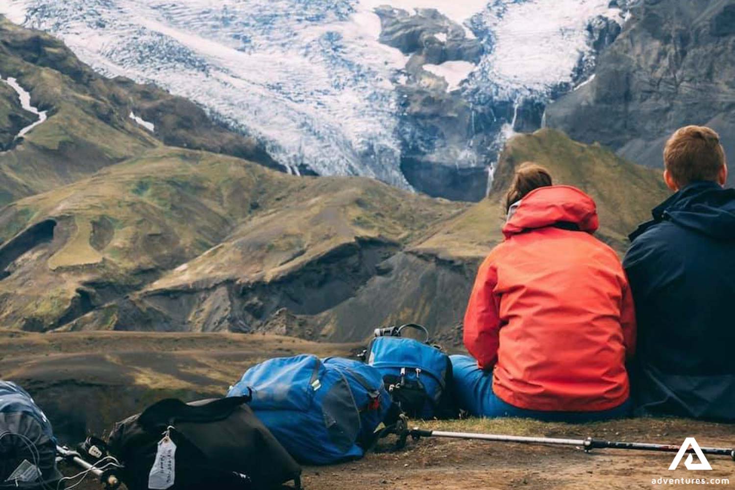 Hikers Resting in Icelandic Mountains