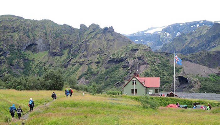 Group Hiking to Thorsmork Mountains in Iceland