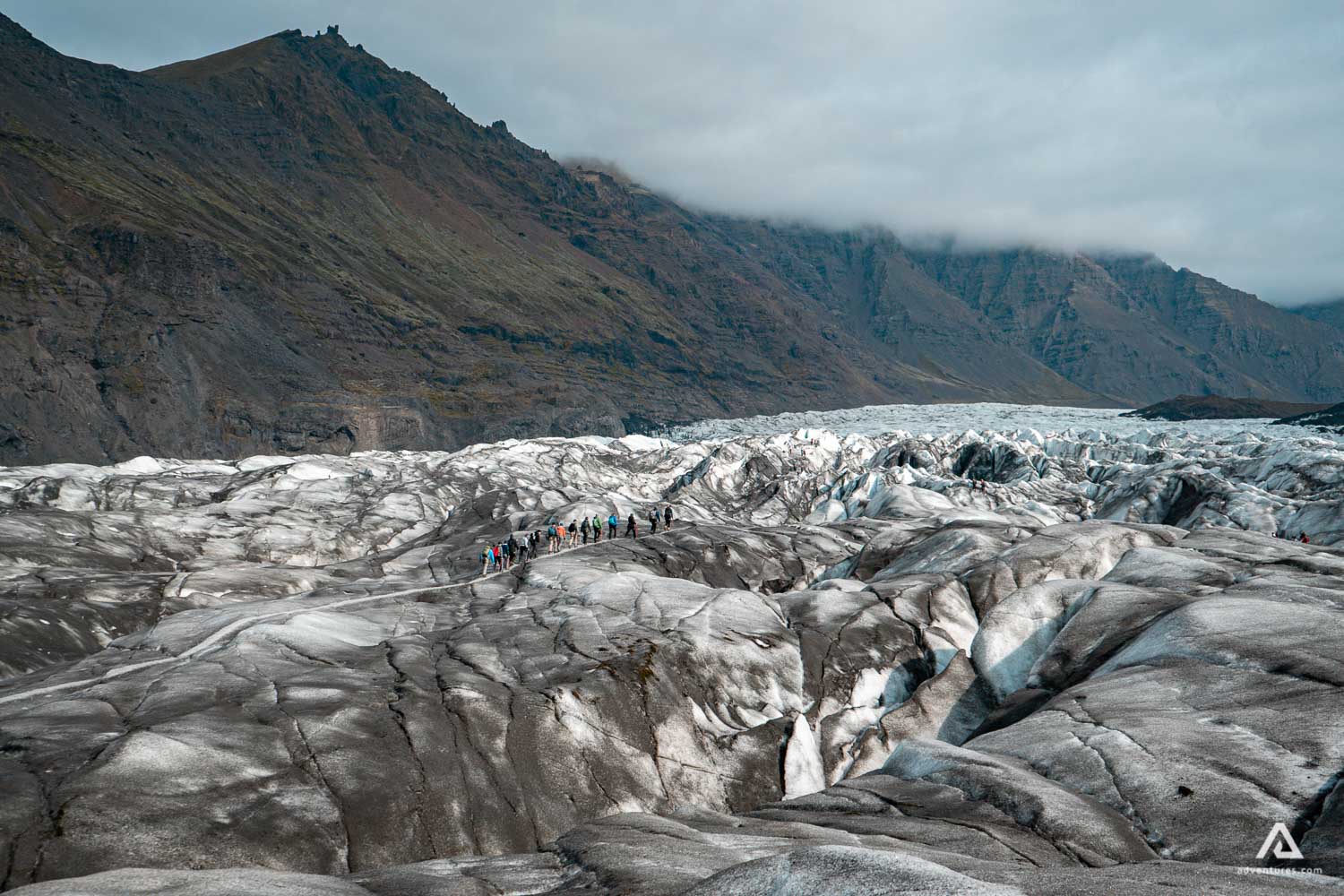 Group Walking at Vatnajokull National Park on Glacier