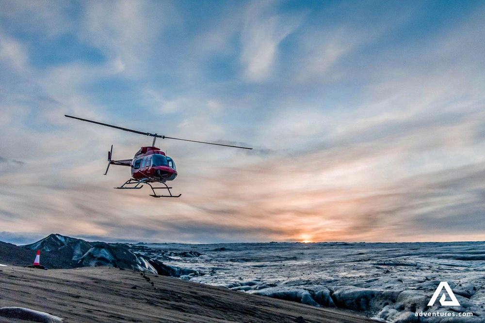 Helicopter over Vatnajokull Glacier