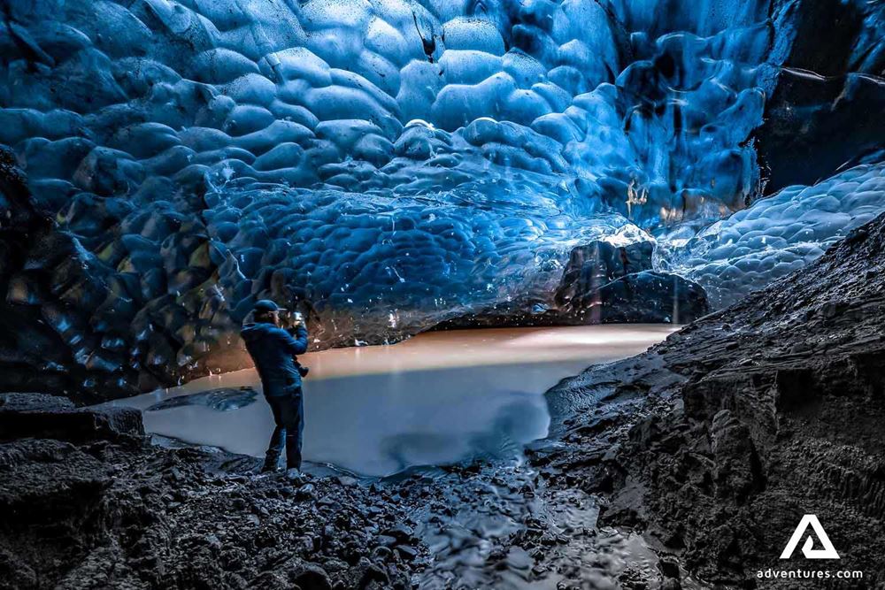 Bright Blue Ice Cave in Iceland