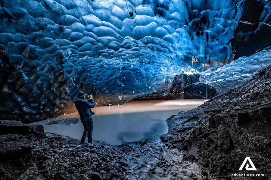 Bright Blue Ice Cave in Iceland