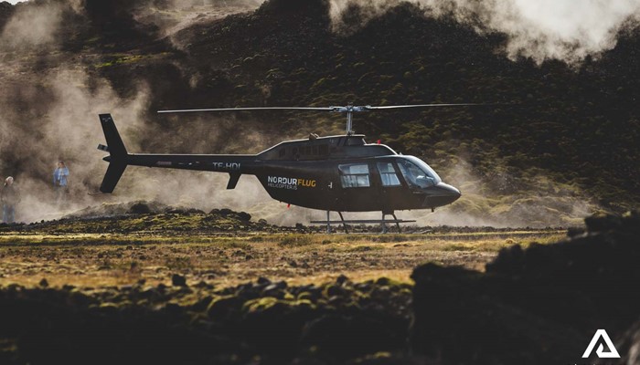 Helicopter Landed in Geothermal Area