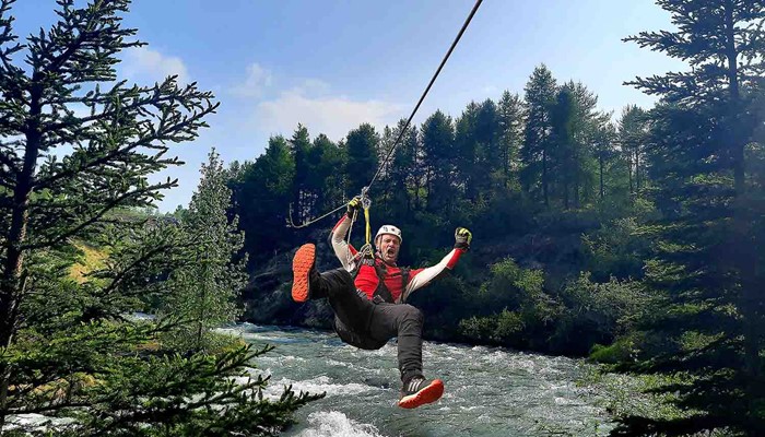 Happy Man Ziplining in Iceland