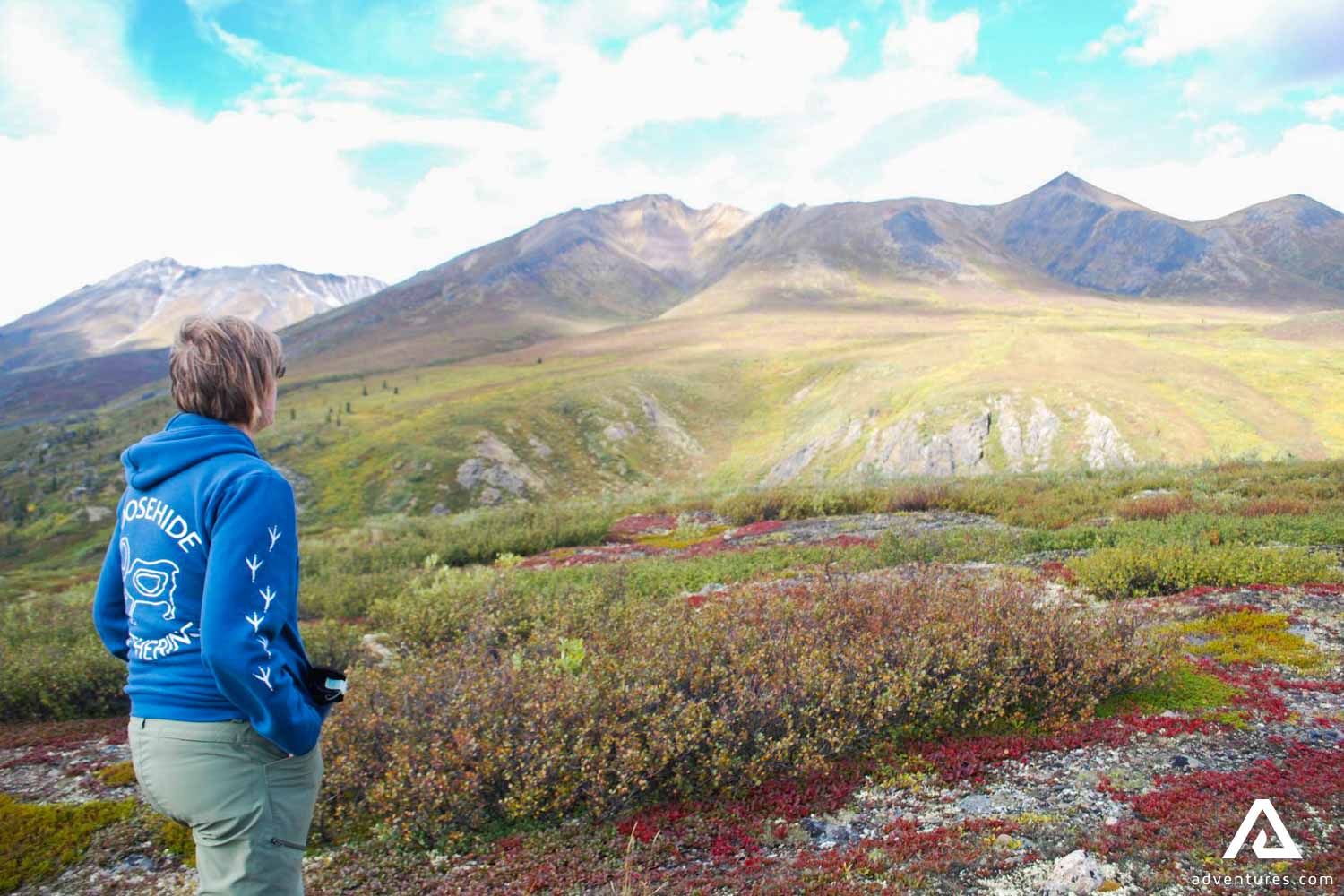 Woman Enjoying Canadian Mountain Range