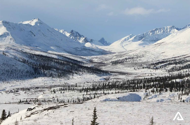 Panorama of Dempster Highway in Winter