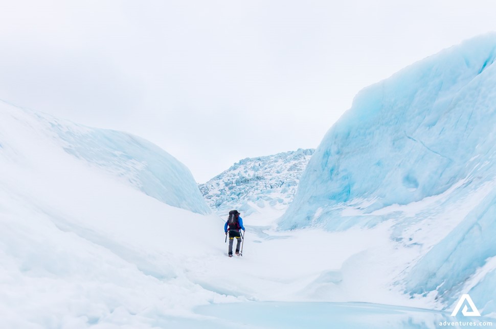 Man Glacier Hiking on Falljokul Glacier