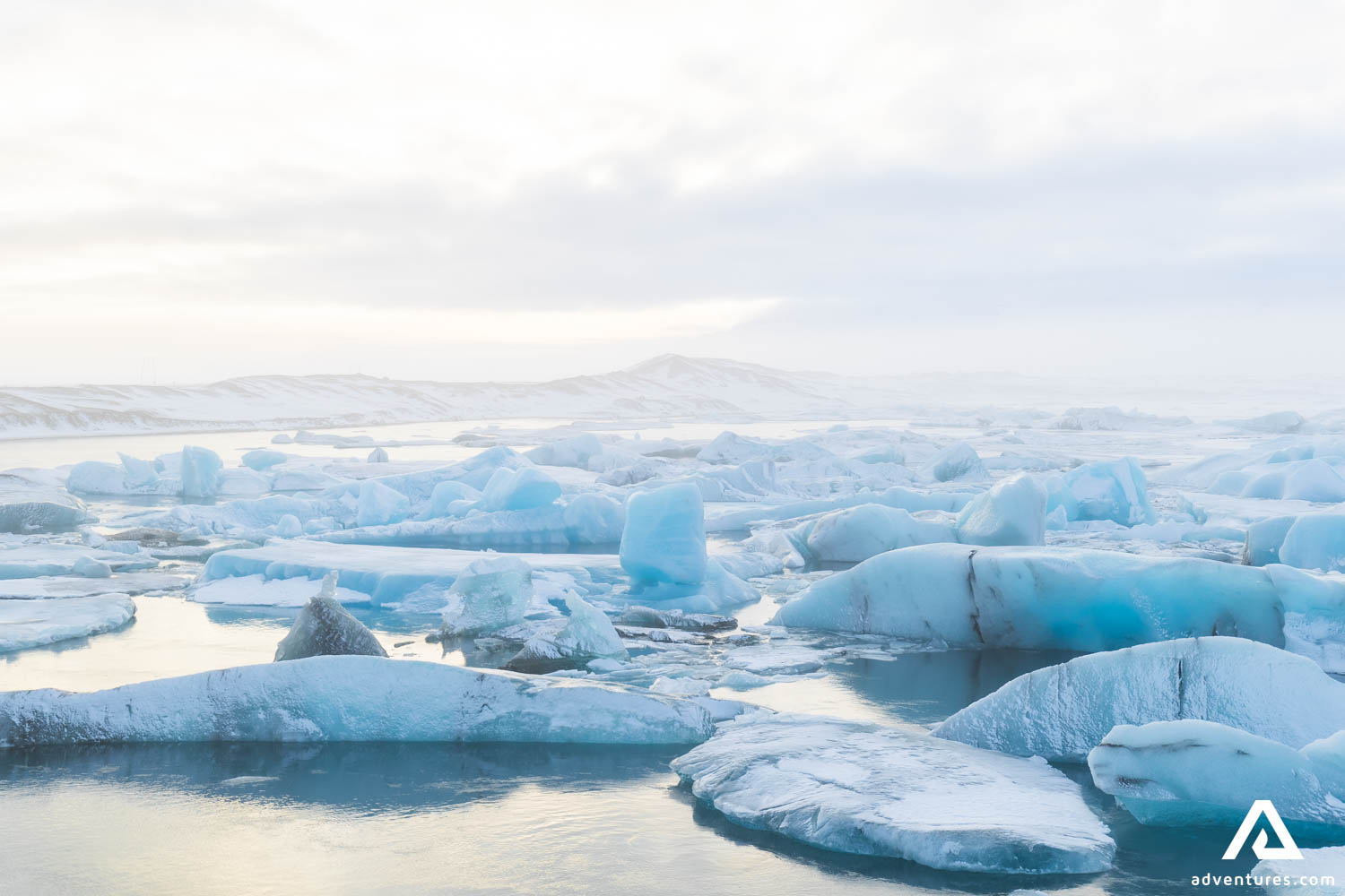 Huge Icebergs in Icelandic Glacier Lagoon