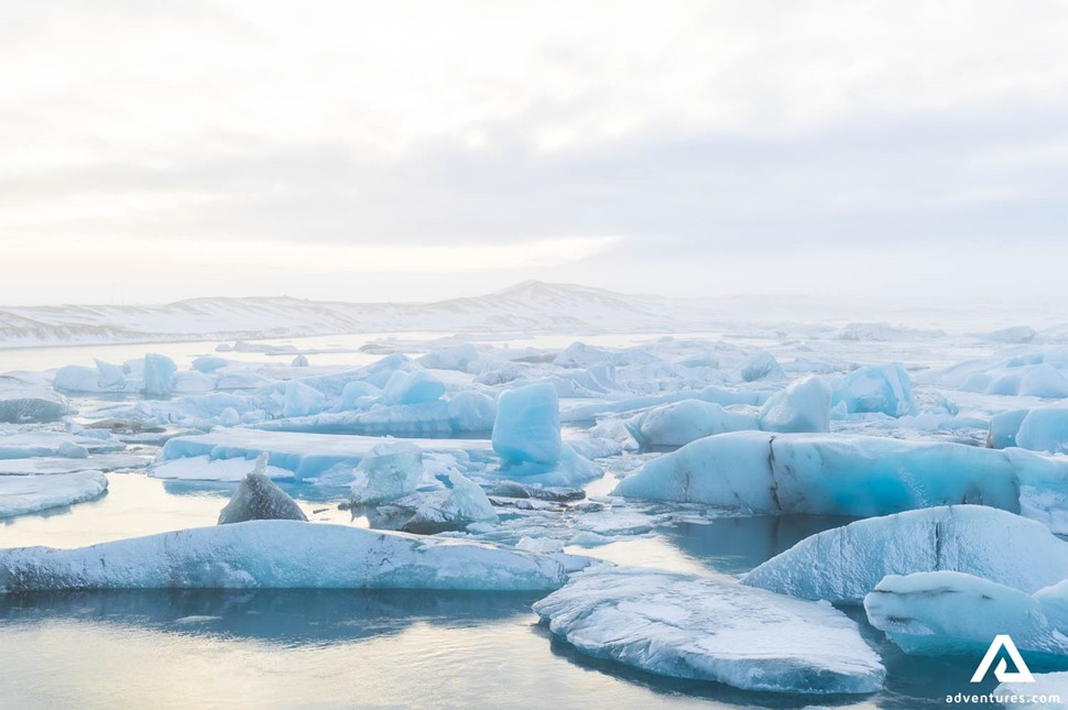 Huge Icebergs in Icelandic Glacier Lagoon