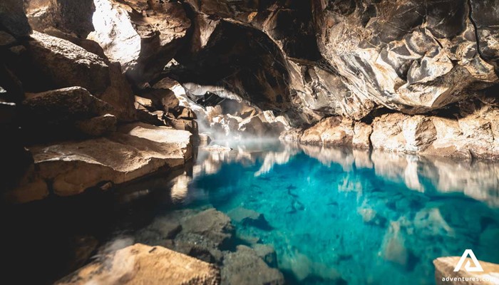 Blue Water in Grotagja Cave