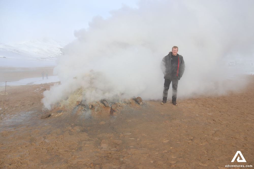 Man at Geothermal Field