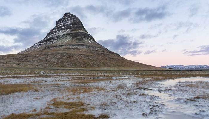 Kirkjufell Mountain in Iceland during Winter