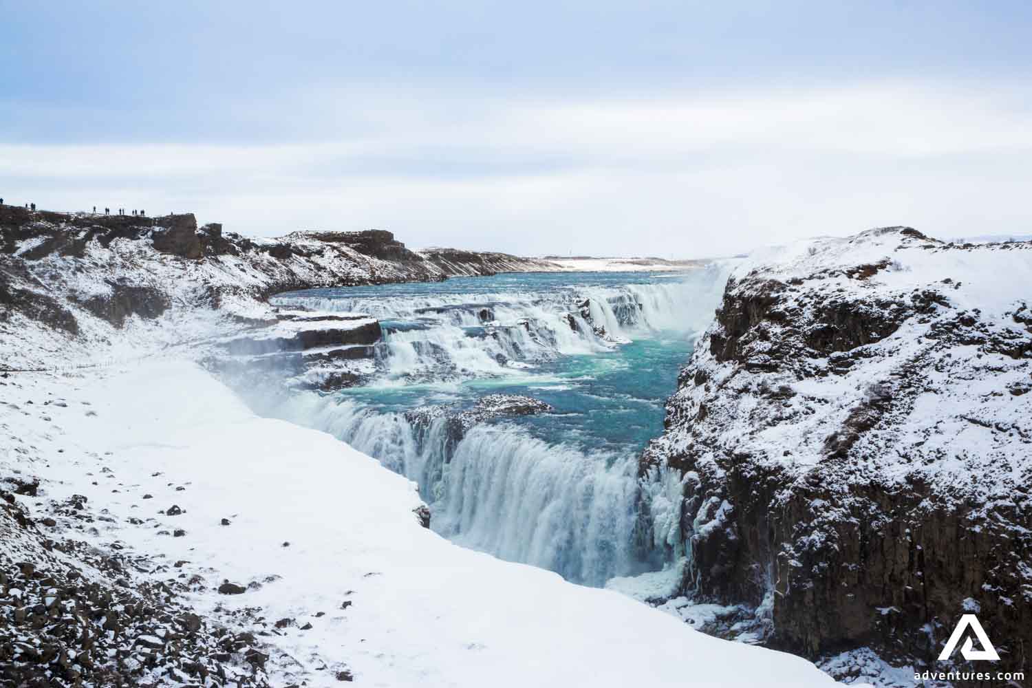 Gullfoss Waterfall in the Middle of Winter