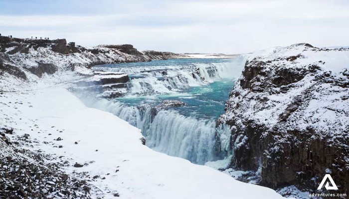 Gullfoss Waterfall in the Middle of Winter