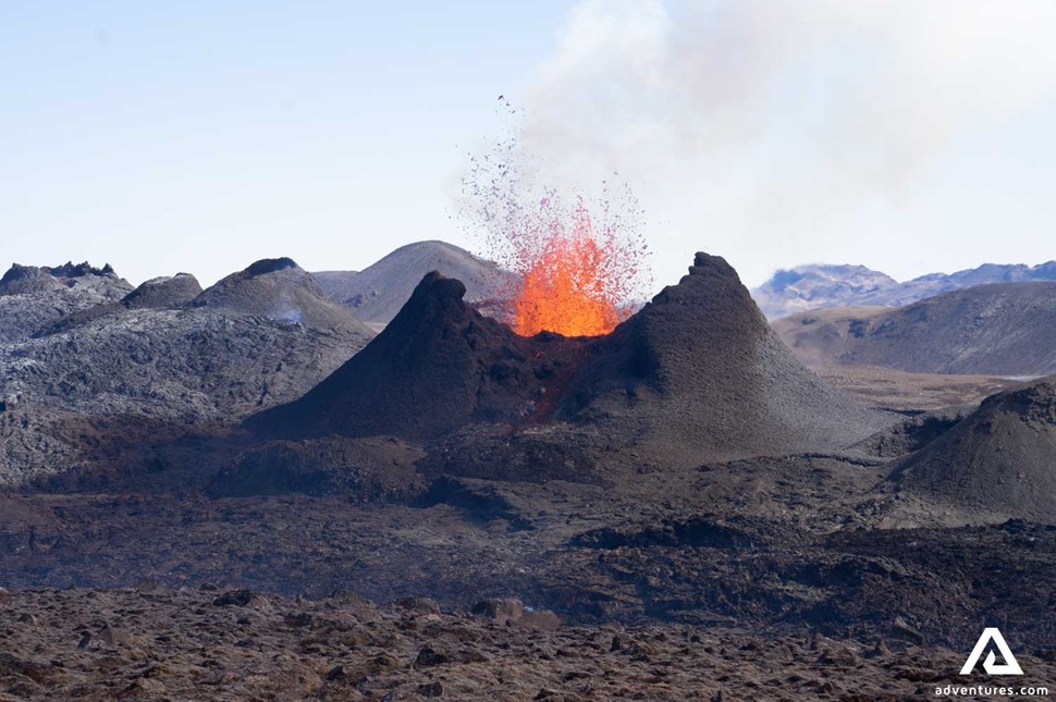 Fagradalsfjall Volcano During Eruption in Iceland