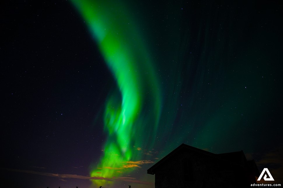 Northern Light Over Roof in Iceland