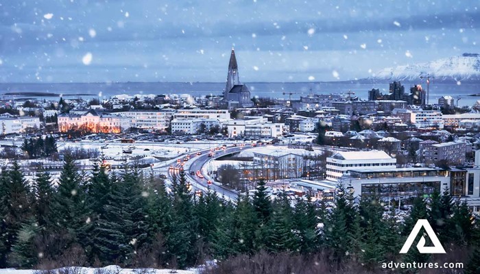 Panorama of Reykjavik in Winter