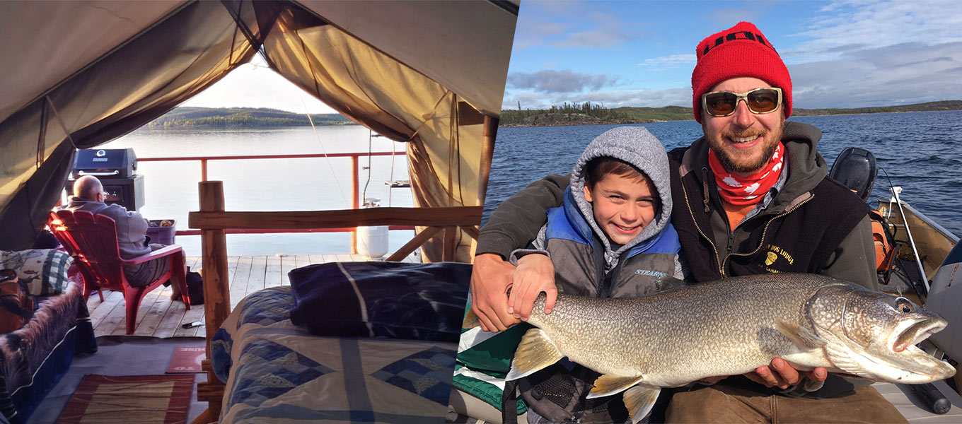 Trophy fishing from a portable floating tent camp