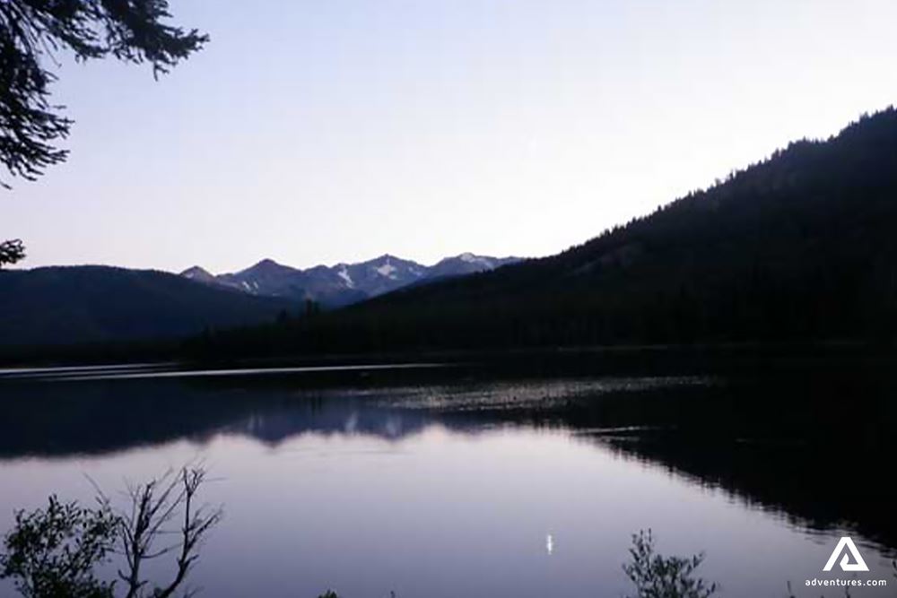 Lake by Chilcotin Mountains at Sunset