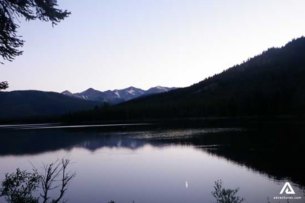 Lake by Chilcotin Mountains at Sunset in Canada