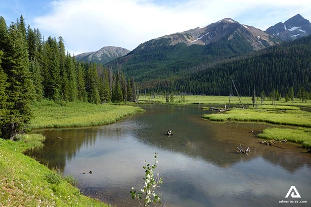 Pond by Chilcotin Mountains in Canada