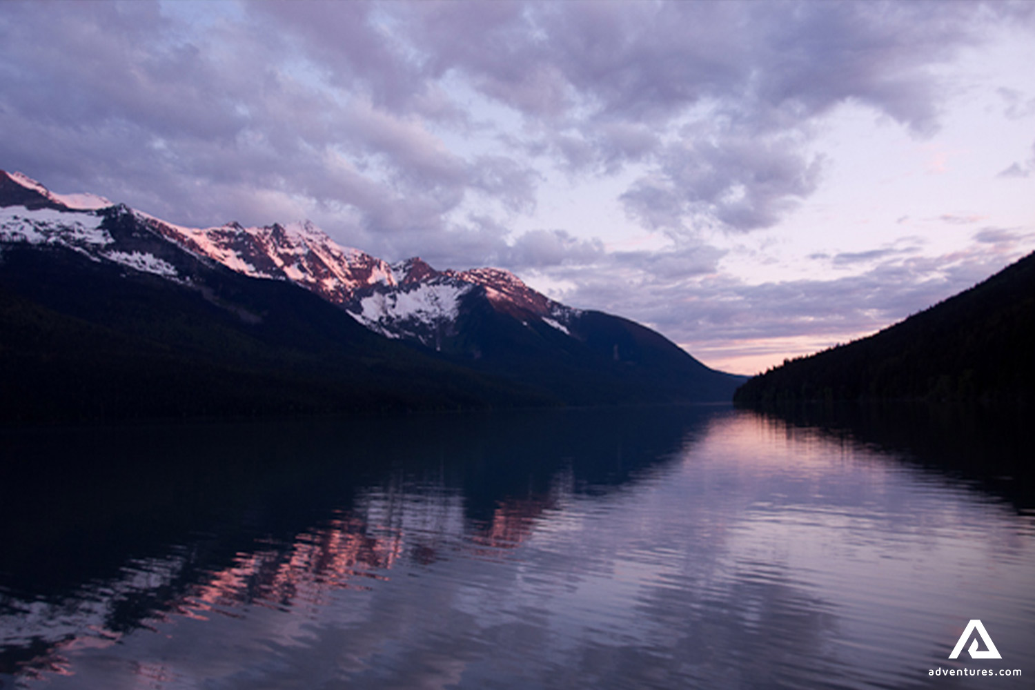 Sunset at Bowron Lakes by Mountains