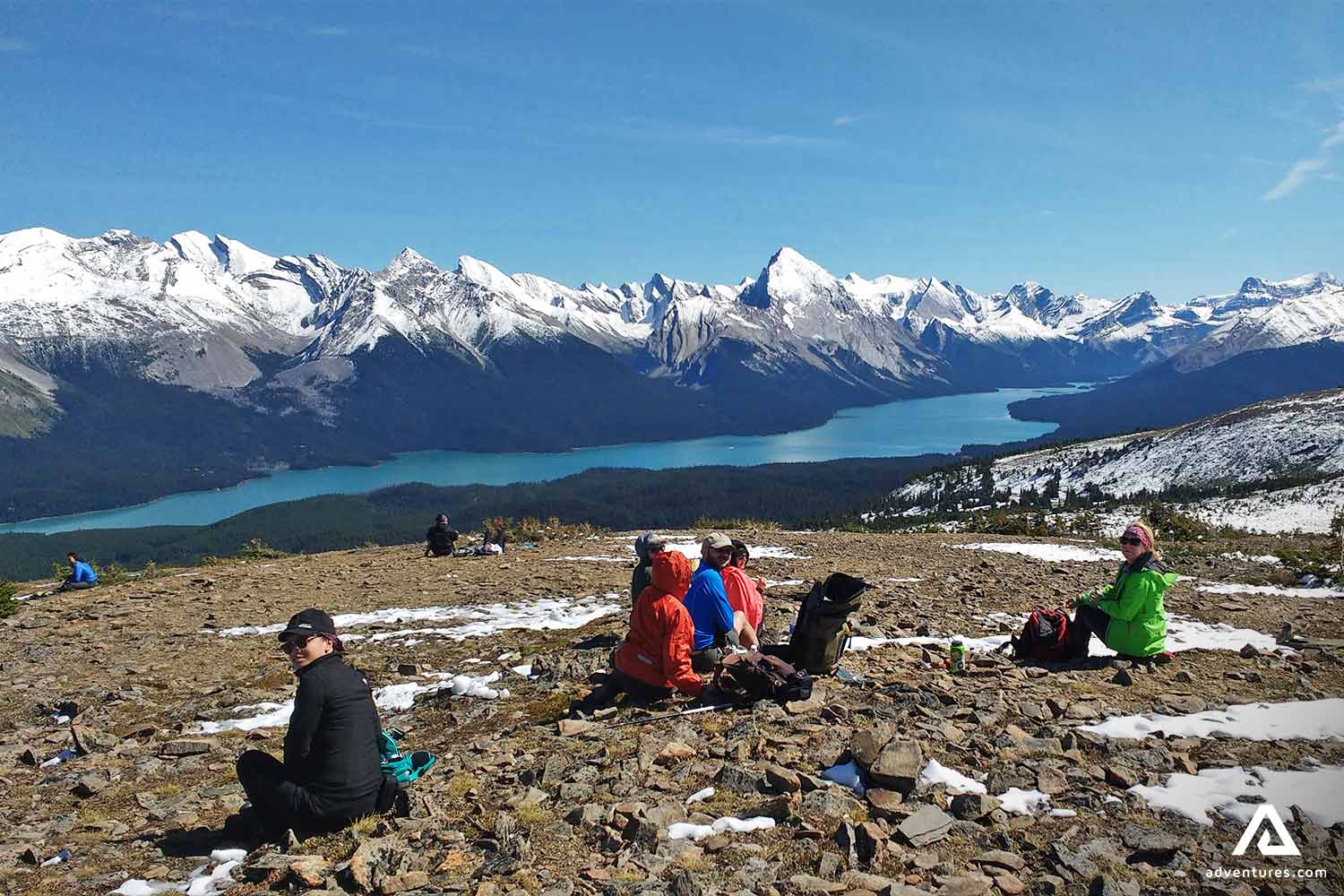 Panoramic View of Rocky Mountains and Jasper Lake